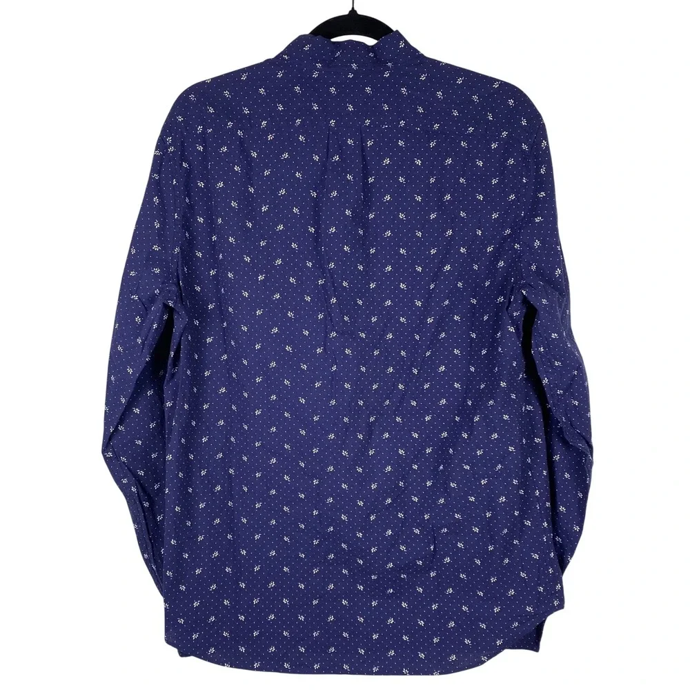 NWT J.Crew Slim Fit Button Down Shirt Navy w/ Leaf Print Organic‎ Cotton Men M